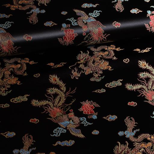 Tissu Satijn Jaquard Dragon noir