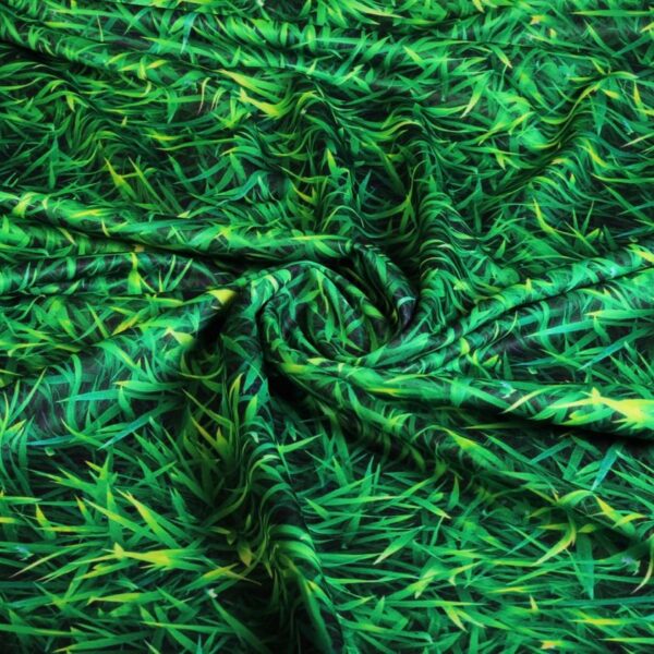 Tissu tricot herbe imprimé digital