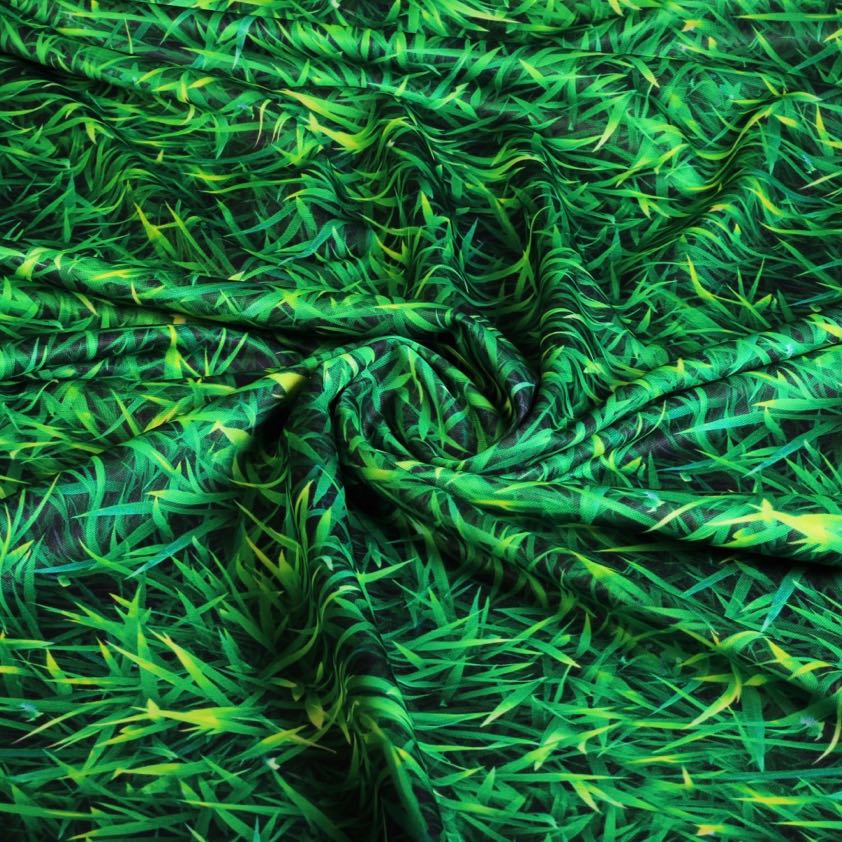 Tissu tricot herbe imprimé digital