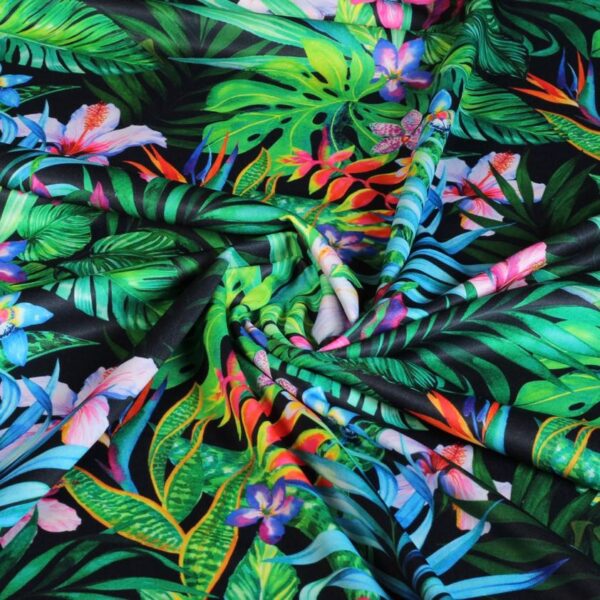 Tissu tricot jungle impression numérique