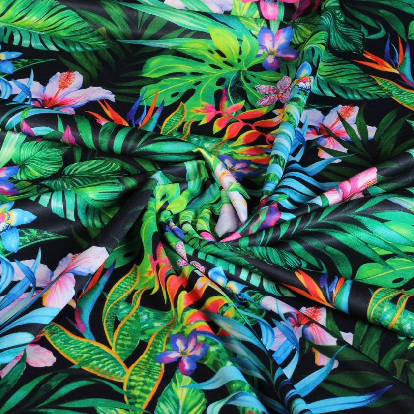 Tissu tricot jungle impression numérique
