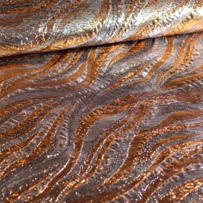 Tissu jacquard brocard bulle or/argent