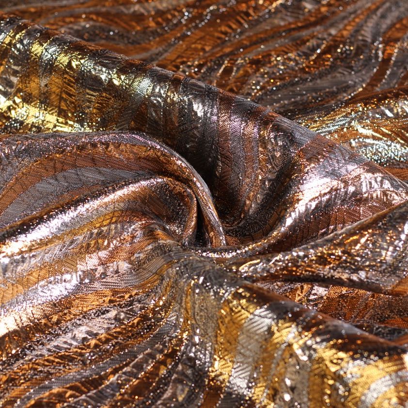 Tissu jacquard brocard bulle or/argent