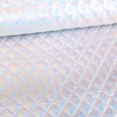 Tissu métallisé losange argent