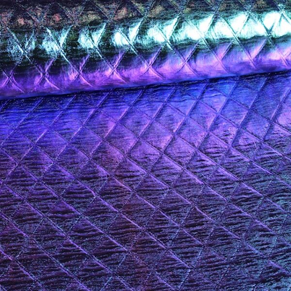 Tissu métallisé losange bleu/violet