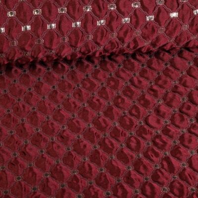 Tissu jacquard baroque bordeaux argent