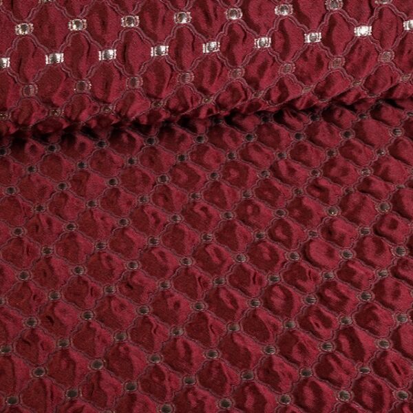 Tissu jacquard baroque bordeaux argent