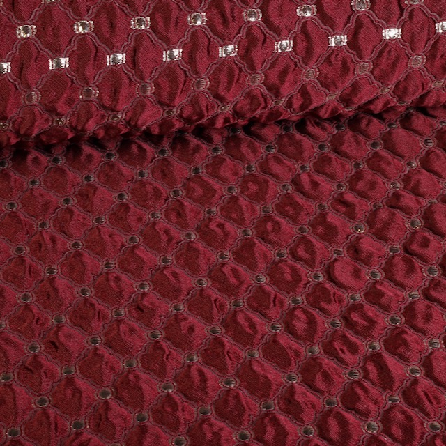 Tissu jacquard baroque bordeaux argent