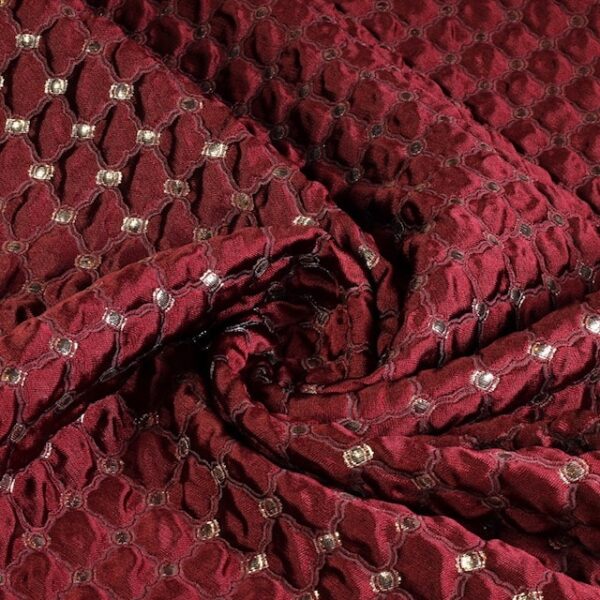 Tissu jacquard baroque bordeaux argent
