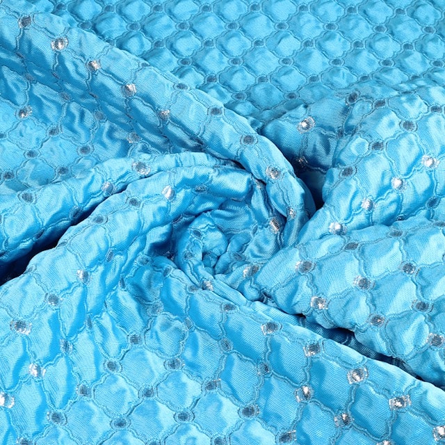 Tissu Jacquard Barok aqua argent