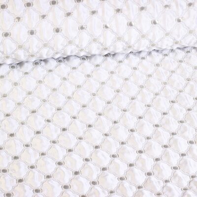 Tissu Jacquard Baroque blanc/argent