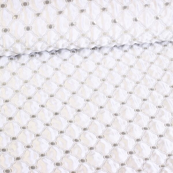 Tissu Jacquard Baroque blanc/argent