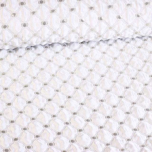 Tissu Jacquard Baroque blanc/argent