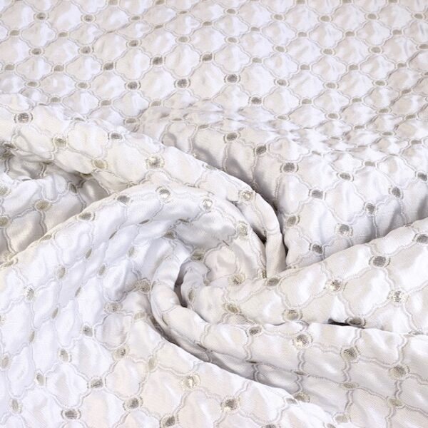 Tissu Jacquard Baroque blanc/argent