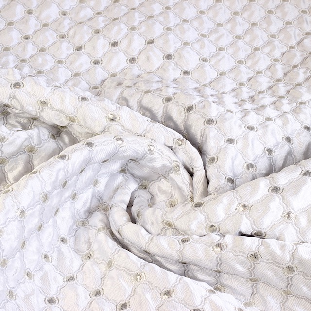 Tissu Jacquard Baroque blanc/argent
