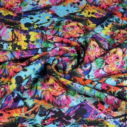 Tissu Terlenka multicolor lion imprimé numériquement