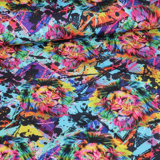 Tissu Terlenka multicolor lion imprimé numériquement