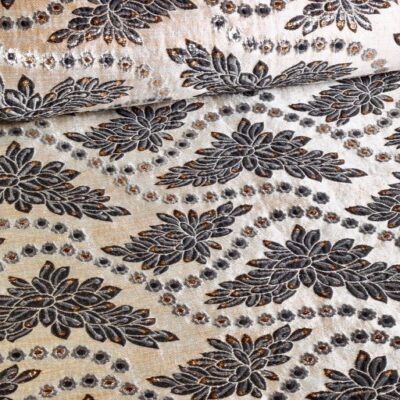 Tissu brocart noir/argent