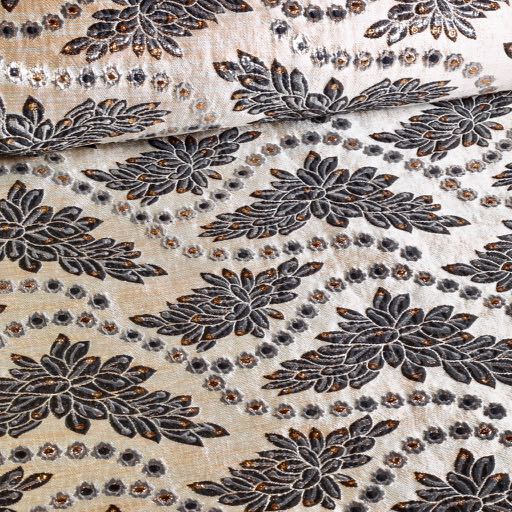 Tissu brocart noir/argent
