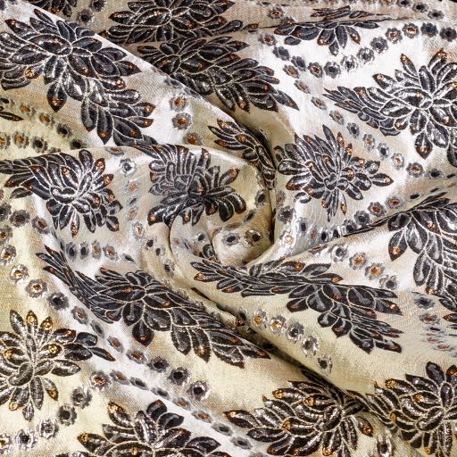 Tissu brocart noir/argent
