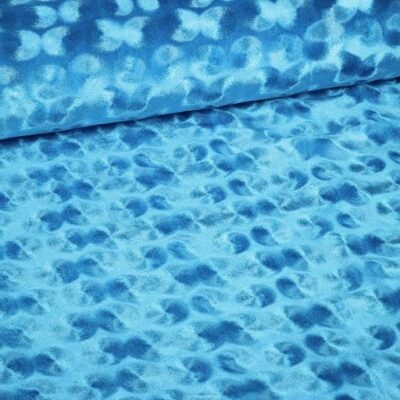 Tissu velours aqua