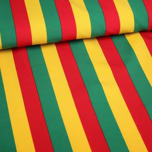 Tissu Terlenka rayé rouge jaune vert