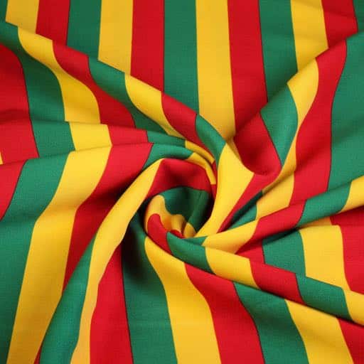 Tissu Terlenka rayé rouge jaune vert