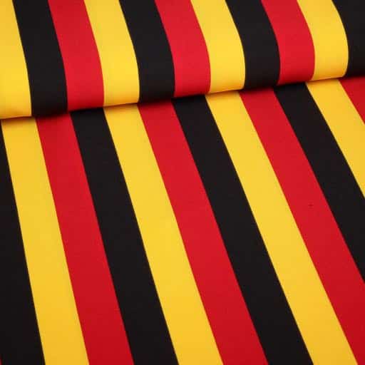 Tissu Terlenka rayé rouge jaune noir