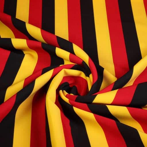 Tissu Terlenka rayé rouge jaune noir