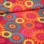 Terlenka stof fantasie bloem rood
