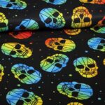 Terlenka stof doodskop multicolor