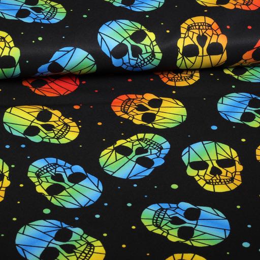 Tissu Terlenka tête de mort multicolor