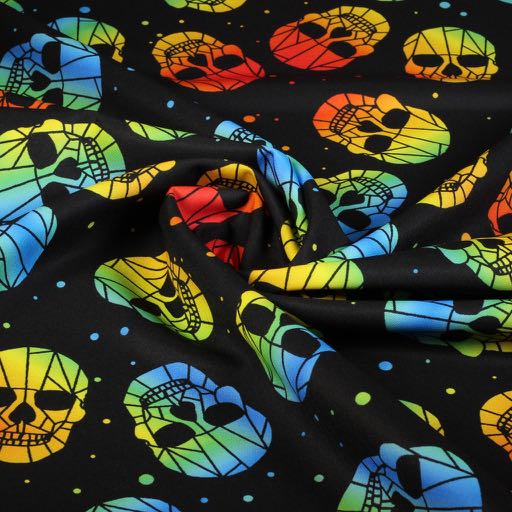 Tissu Terlenka tête de mort multicolor