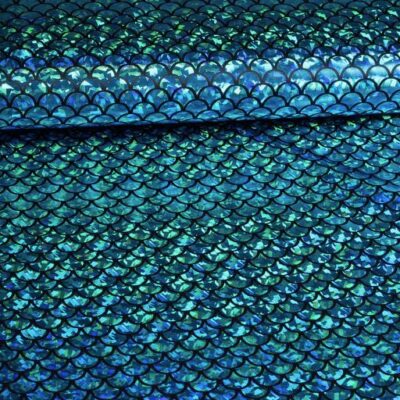 Tissu jersey sirène foil aqua