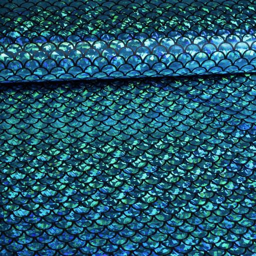 Tissu jersey sirène foil aqua