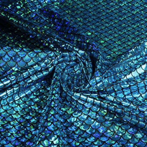 Tissu jersey sirène foil aqua