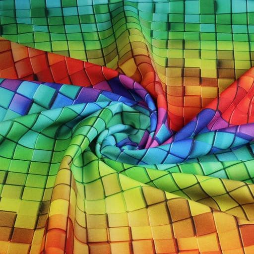 Tissu fantaisie Terlenka multicolore carreaux numérique