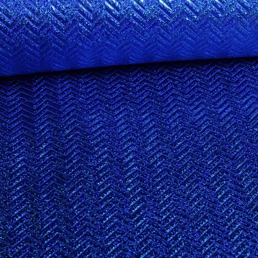 Tissu Step zigzag hologram glitter cobalt