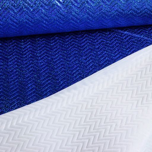 Tissu Step zigzag hologram glitter cobalt