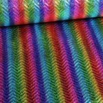 Step zigzag hologram glitter stof regenboog
