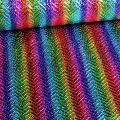 Tissu Step Zigzag Hologram Glitter arc-en-ciel