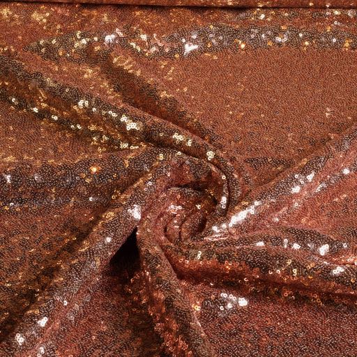 Tissu mesh stretch paillettes bronze