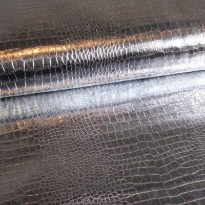 Tissu imitation cuir Crocodile argent