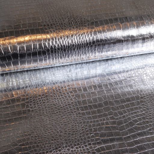 Tissu imitation cuir Crocodile argent