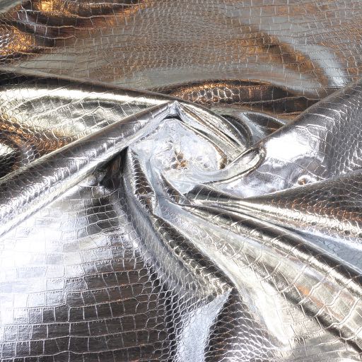 Tissu imitation cuir Crocodile argent