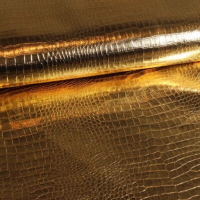 Tissu imitation cuir crocodile or