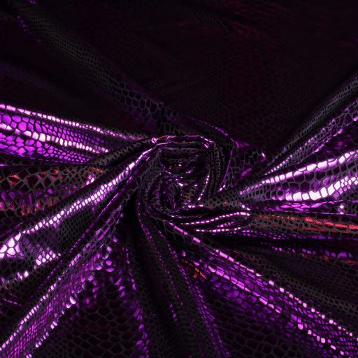 Tissu jersey stretch noir violet foil