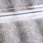 Jersey stretch stof Krokodil wit zilver foil