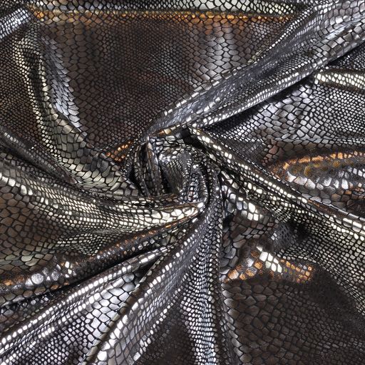 Tissu Jersey crocodile noir argent foil