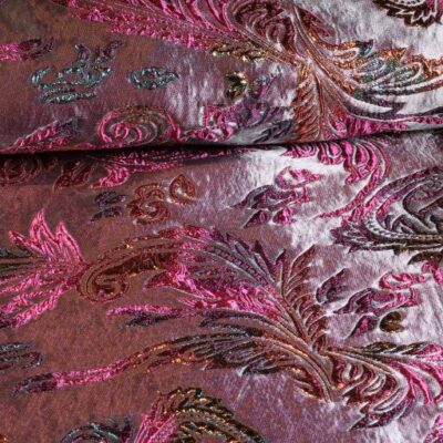 Tissu Brocart Jacquard Fantasie argent